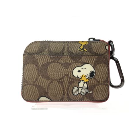  COACH コーチ ユニセックス カードケース 小物入れ シグネチャー スヌーピーコラボ PEANUTS CE716 ベージュ
