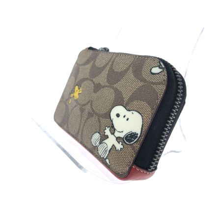  COACH コーチ ユニセックス カードケース 小物入れ シグネチャー スヌーピーコラボ PEANUTS CE716 ベージュ