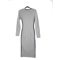 ▼▼ MICHAEL KORS マイケルコース ニットワンピース クルーネック サイドロゴ メタリック SIZE S JH3824P5ZV グレー Bランク