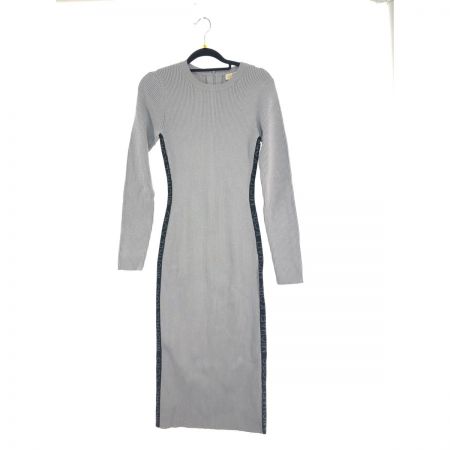  MICHAEL KORS マイケルコース ニットワンピース クルーネック サイドロゴ メタリック SIZE S JH3824P5ZV グレー
