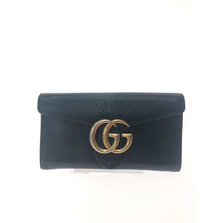  GUCCI グッチ レディース 長財布 GG マーモント フラップ 400586 ブラック