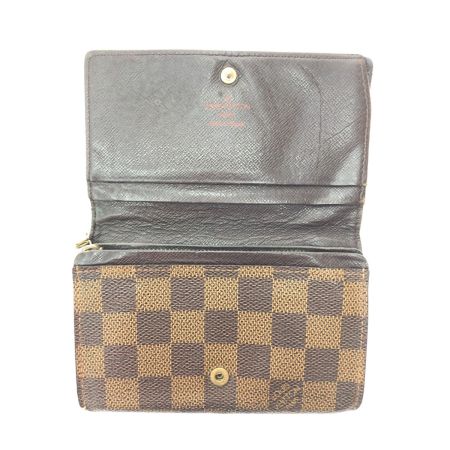  LOUIS VUITTON ルイヴィトン レディース 二つ折り財布 ダミエ・エベヌ ポルトモネ・ビエ・トレゾール  N61730 ブラウン