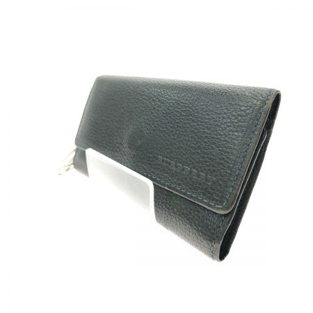  BURBERRY バーバリー ユニセックス 5連 キーケース ノバチェック 小銭入れ付 グリーンステッチ ブラック