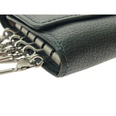  BURBERRY バーバリー ユニセックス 5連 キーケース ノバチェック 小銭入れ付 グリーンステッチ ブラック