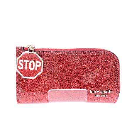  Kate Spade ケイトスペード ディツアー グリッター パテント レザー スモール スリム バイフォールド ウォレット KI757MRKI06/24 レッド