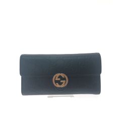 ▼▼ GUCCI グッチ レディース 長財布 グッチシマ インターロッキングG  369663 ブラック Bランク