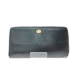 ▼▼ GUCCI グッチ ユニセックス ラウンドファスナー 長財布 インターロッキングG シワ加工 ファスナートップ欠品 575988 ブラック Cランク