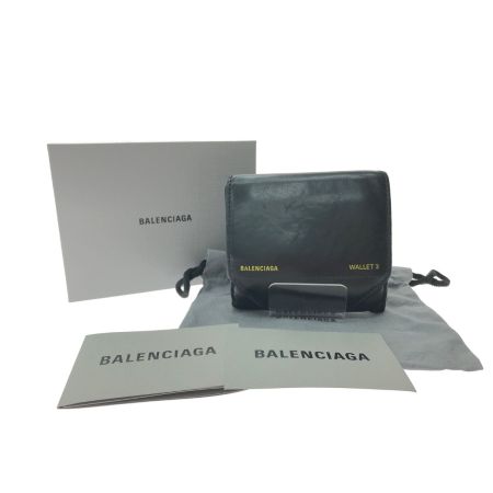  BALENCIAGA バレンシアガ メンズ 三つ折り財布 Wホック WALLET3 554041 ブラック