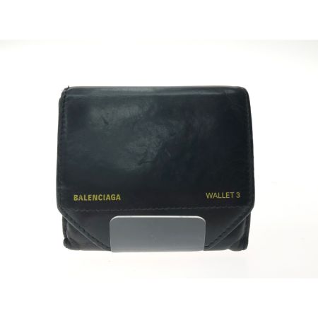 BALENCIAGA バレンシアガ メンズ 三つ折り財布 Wホック WALLET3 554041 ブラック