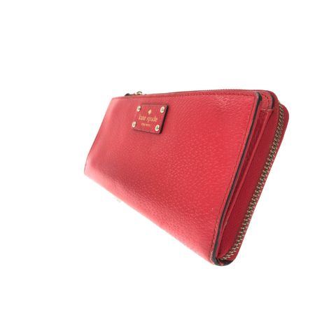  Kate Spade ケイトスペード レディース大型長財布  ジッパーラウンド レイトン ウェルズリー レッド WLRU1779 レッド