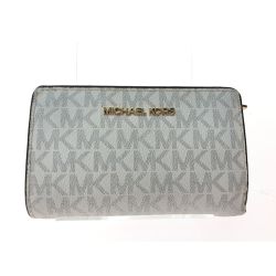 ▼▼ MICHAEL KORS マイケルコース レディース二つ折り財布 ビルフォールド ジップ コインウォレット 35FBGTVF2B ホワイトｘグレー Bランク