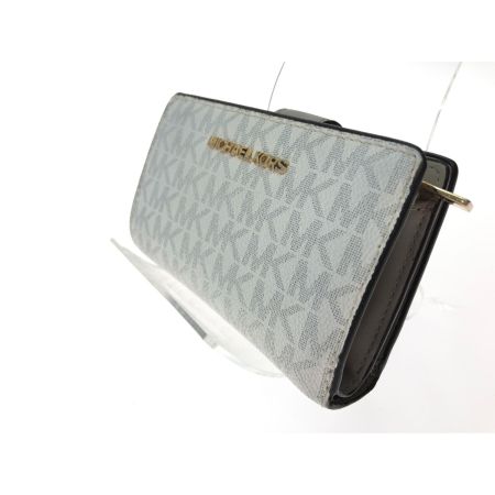  MICHAEL KORS マイケルコース レディース二つ折り財布 ビルフォールド ジップ コインウォレット 35FBGTVF2B ホワイトｘグレー