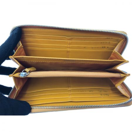  COACH コーチ レディース長財布 ラウンドファスナー プレートロゴ イエロー