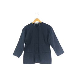 ▼▼ ASHA by MDS レディース ノーカラージャケット イッセイ ミヤケ コットンジャケット ネイビー Bランク