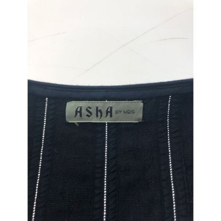  ASHA by MDS レディース ノーカラージャケット イッセイ ミヤケ コットンジャケット ネイビー