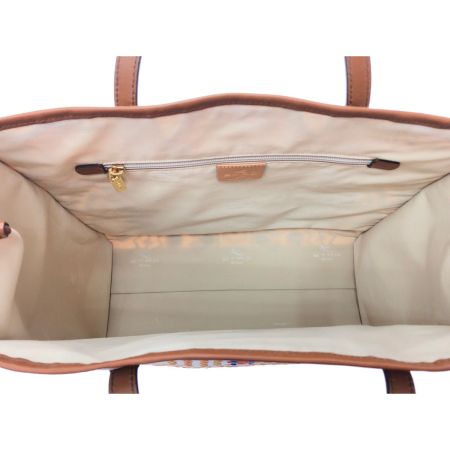  ETRO エトロ レディース トートバッグ コットンキャンバス×レザー 刺繍 22年 SS アイボリー