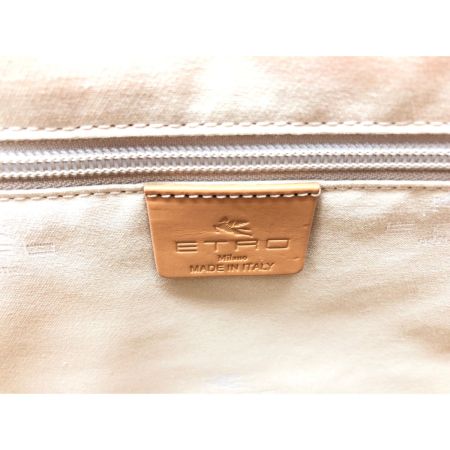  ETRO エトロ レディース トートバッグ コットンキャンバス×レザー 刺繍 22年 SS アイボリー