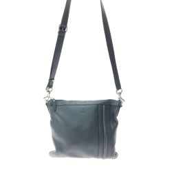 ▼▼ GUCCI グッチ ユニセックス ショルダーバッグ レザー 斜め掛け マチなし A4収納 233329 ダークグレー Bランク