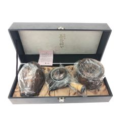 ▼▼ 英純堂 桃山古色 純銅製 茶器揃い 鎚起銅器 急須 茶壺 茶殻入れ/建水 煎茶道具 Bランク