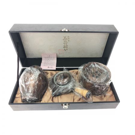  英純堂 桃山古色 純銅製 茶器揃い 鎚起銅器 急須 茶壺 茶殻入れ/建水 煎茶道具