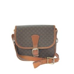 ▼▼ CELINE セリーヌ レディース ショルダーバッグ 斜め掛け マカダム柄 オールドセリーヌ M92 ブラウン Cランク
