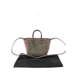 ▼▼ GUCCI グッチ レディース ブリーライン GGキャンバス トートバッグ ショルダートート 353121 ベージュ×ピンクベージュ Bランク