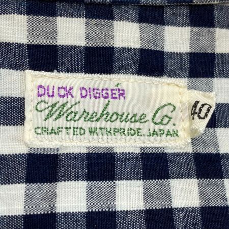  warehouse ウェアハウス オープンカラーシャツ 半袖 ギンガムチェック柄 3091 ネイビー SIZE 40 メンズ