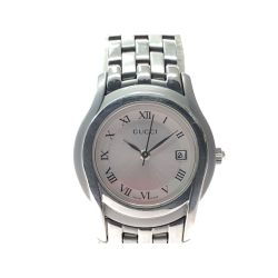 ▼▼ GUCCI グッチ レディース腕時計 クオーツ ラウンドフェイス デイト ステンレススチール  5500L Bランク