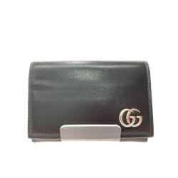 ▼▼ GUCCI グッチ ユニセックス カードケース 名刺入れ GGマーモント レザー  665453 ブラック Bランク