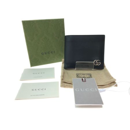  GUCCI グッチ メンズ 二つ折り財布 GGマーモント レザー 428725 ブラック