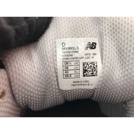 NEW BALANCE ニュー・バランス メンズ スニーカー 990 V5 ワイズ D GREY GRAY 26.5cm  M990GL5 グレー
