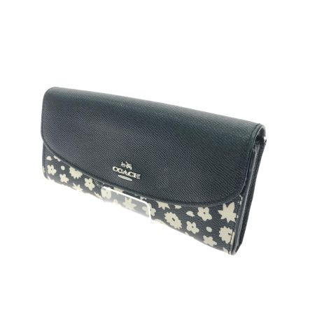  COACH コーチ レディース 長財布 L字ファスナー スリムエンベロープウォレット フローラルプリント F57593 ブラック