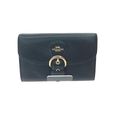  COACH コーチ レディース 二つ折り財布 クリオ ウォレット オールレザー C6896 ブラック