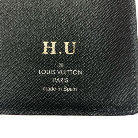  LOUIS VUITTON ルイヴィトン メンズ 二つ折り長財布 エピ ポルトフォイユブラザ イニシャル入  M60622 ブラック