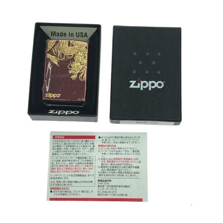  ZIPPO ジッポー オイルライター 和柄 ドラゴン 龍 彫刻 干支 辰 ワインレッド×ゴールド
