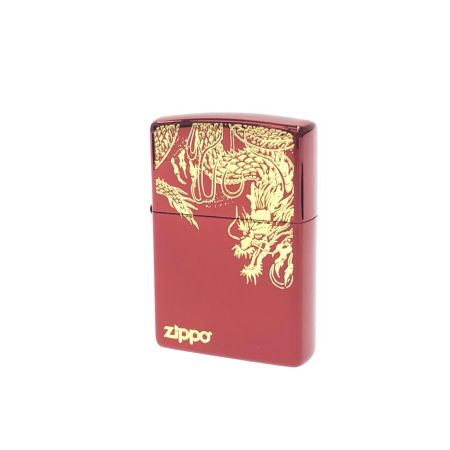  ZIPPO ジッポー オイルライター 和柄 ドラゴン 龍 彫刻 干支 辰 ワインレッド×ゴールド