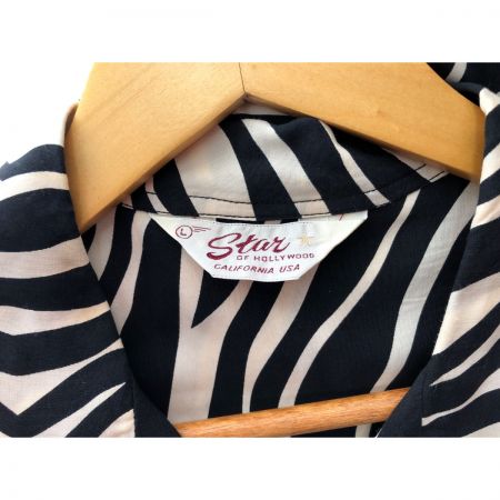  Star of HOLLYWOOD メンズ衣料 オープンカラーシャツ SIZE L ゼブラ ホワイト