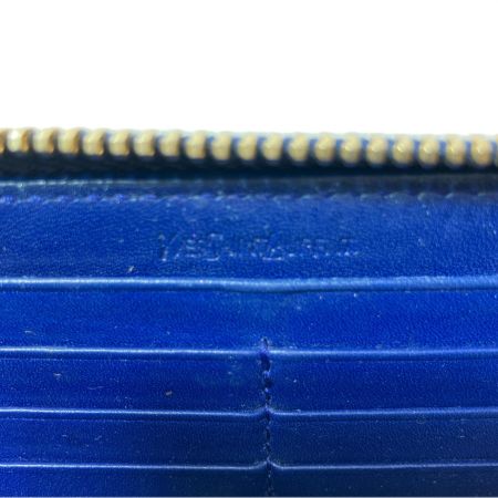  Yves Saint Laurent イブサンローラン レディース 長財布 ラウンドファスナー パテントレザー エナメル 314902 ネイビー