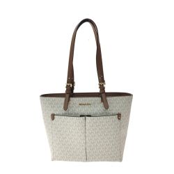 ▼▼ MICHAEL KORS マイケルコース レディース トートバッグ シグネチャー ダブルポケット  35F3GTVT3B バニラ Bランク