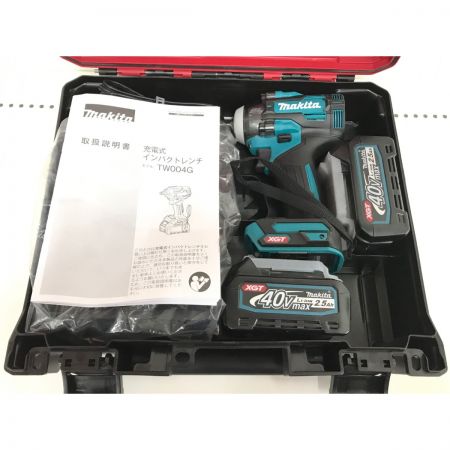  MAKITA マキタ インパクトレンチ コードレス式 40v 充電器・充電池2個・ケース付 TW004GRDX ブルー