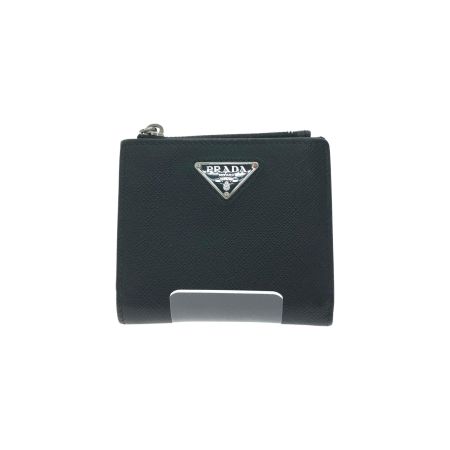  PRADA プラダ レディース 二つ折り財布 サフィアーノ トライアングル コンパクトウォレット 1ML050 ブラック