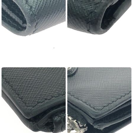  PRADA プラダ レディース 二つ折り財布 サフィアーノ トライアングル コンパクトウォレット 1ML050 ブラック