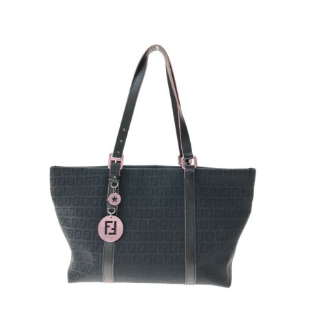  FENDI フェンディ レディース トートバッグ ズッカ柄 ズッキーノ バッグチャーム キャンバス 8BH215-HJE ブラック