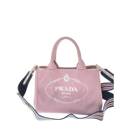  PRADA プラダ レディース トートバッグ カナパ キャンバス ストラップ付 ショルダートート 1BG439 ピンク