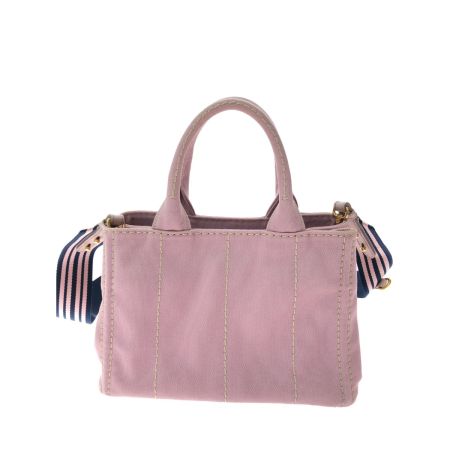  PRADA プラダ レディース トートバッグ カナパ キャンバス ストラップ付 ショルダートート 1BG439 ピンク