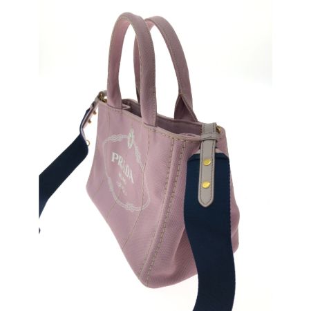  PRADA プラダ レディース トートバッグ カナパ キャンバス ストラップ付 ショルダートート 1BG439 ピンク