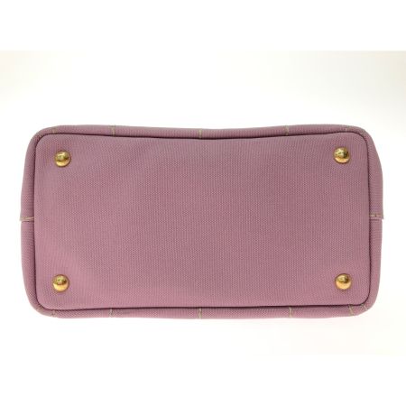 PRADA プラダ レディース トートバッグ カナパ キャンバス ストラップ付 ショルダートート 1BG439 ピンク