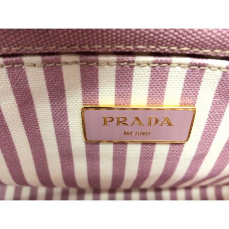  PRADA プラダ レディース トートバッグ カナパ キャンバス ストラップ付 ショルダートート 1BG439 ピンク