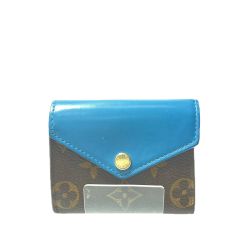 ▼▼ LOUIS VUITTON ルイヴィトン レディース 三つ折り財布 コンパクトウォレット モノグラム ポルトフォイユ ゾエ M63881 ブラウン×ブルー Bランク