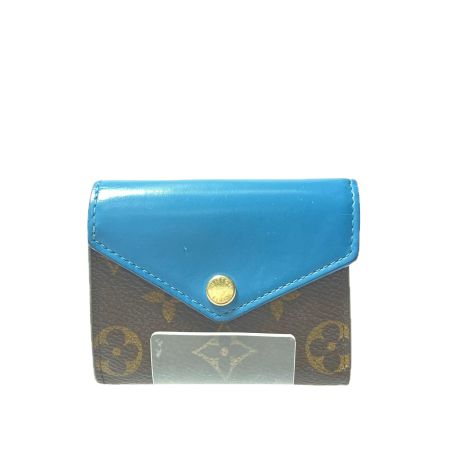  LOUIS VUITTON ルイヴィトン レディース 三つ折り財布 コンパクトウォレット モノグラム ポルトフォイユ ゾエ M63881 ブラウン×ブルー